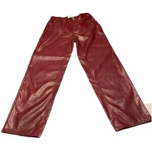 Universal Thread Burgundy High Rise 90 Baggy Y2K Pant Size 4R Leather Like Lined